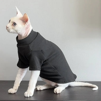Solid Color Cat Turtleneck — Black