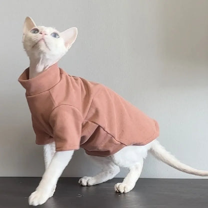 Solid Color Cat Turtleneck — Brown