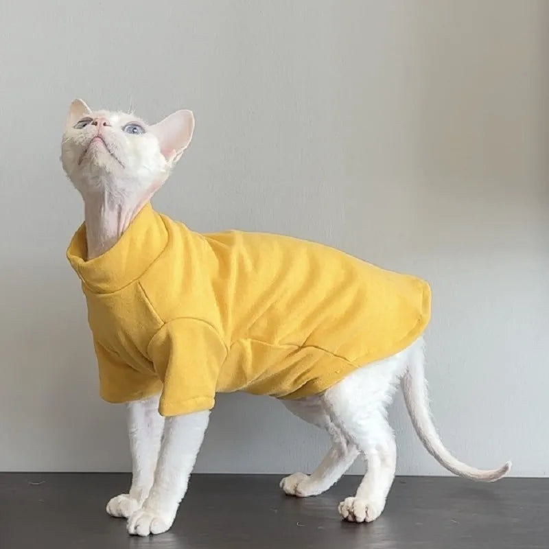 Solid Color Cat Turtleneck — Yellow