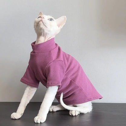 Solid Color Cat Turtleneck — Purple