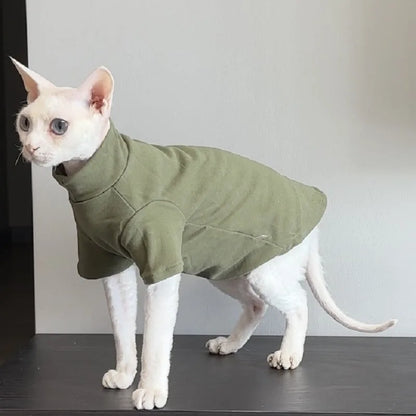 Solid Color Cat Turtleneck — Olive
