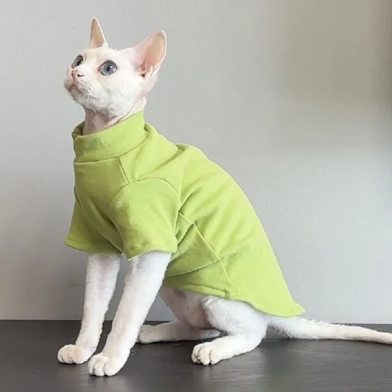 Solid Color Cat Turtleneck — Grass Green