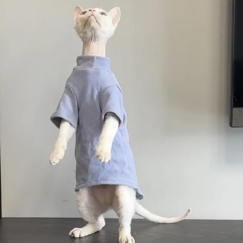 Solid Color Cat Turtleneck — Sky Blue