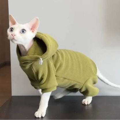 Fleece Cat Onesie — Dark Green