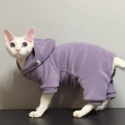 Fleece Cat Onesie — Purple