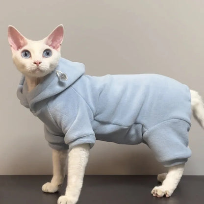 Fleece Cat Onesie — Light Blue