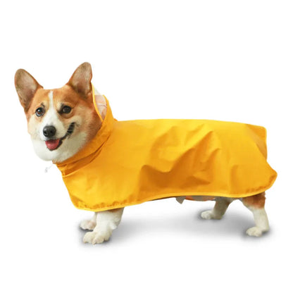Hooded Dog Rain Cape — Yellow