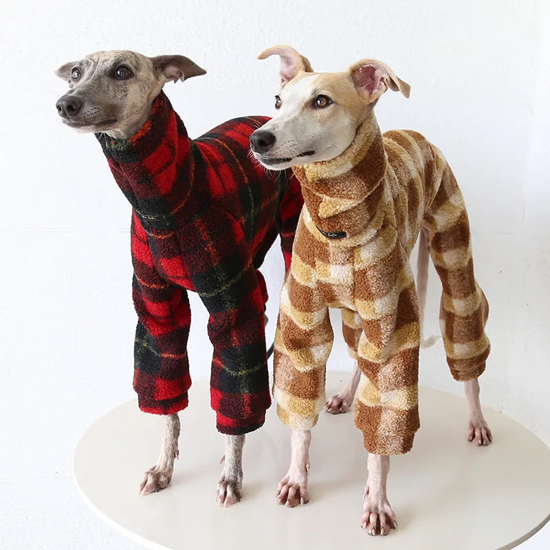 Plaid Fleece Onesie for Italian Greyhounds & Whippets — product view 1