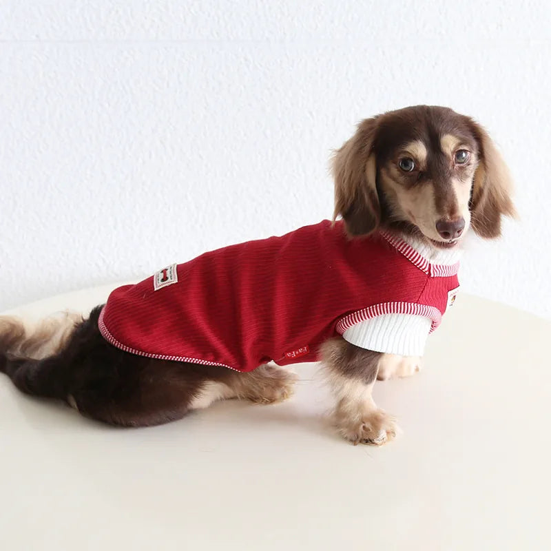 Retro Red Colorblock Pet T-Shirt — product view 2