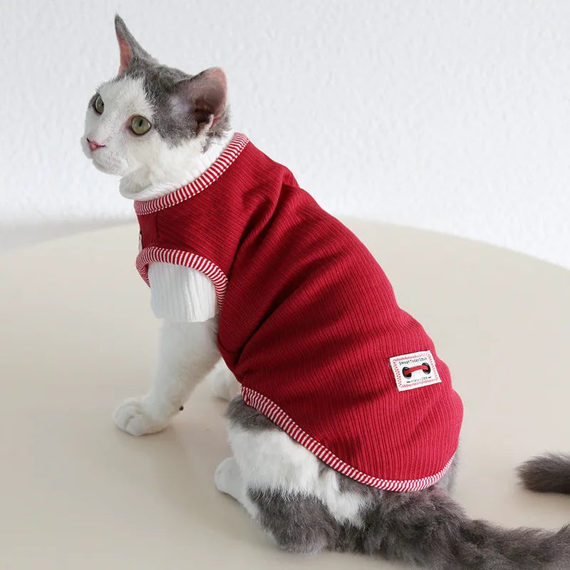 Retro Red Colorblock Pet T-Shirt — product view 3