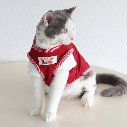 Retro Red Colorblock Pet T-Shirt — product view 4