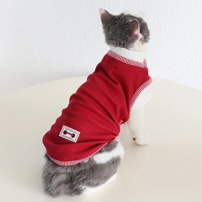 Retro Red Colorblock Pet T-Shirt — product view 6