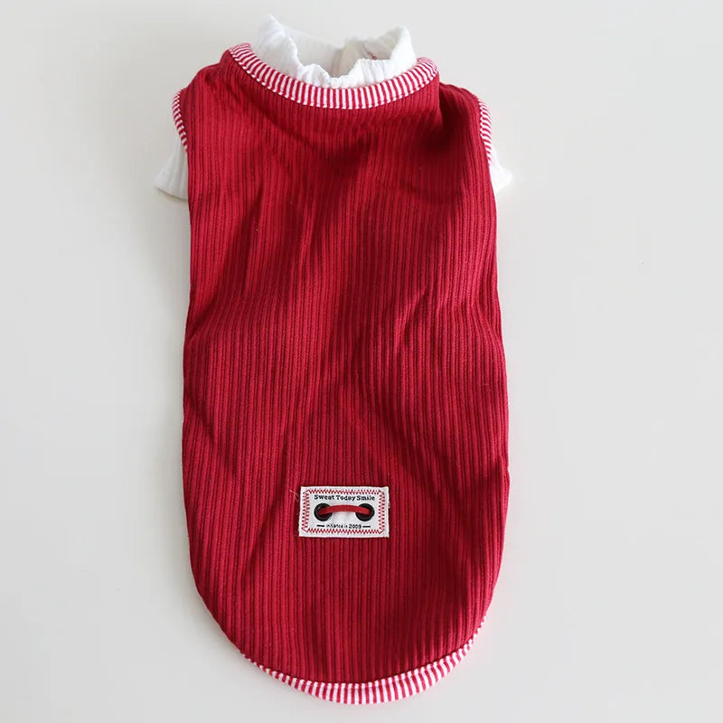 Retro Red Colorblock Pet T-Shirt — product view 7