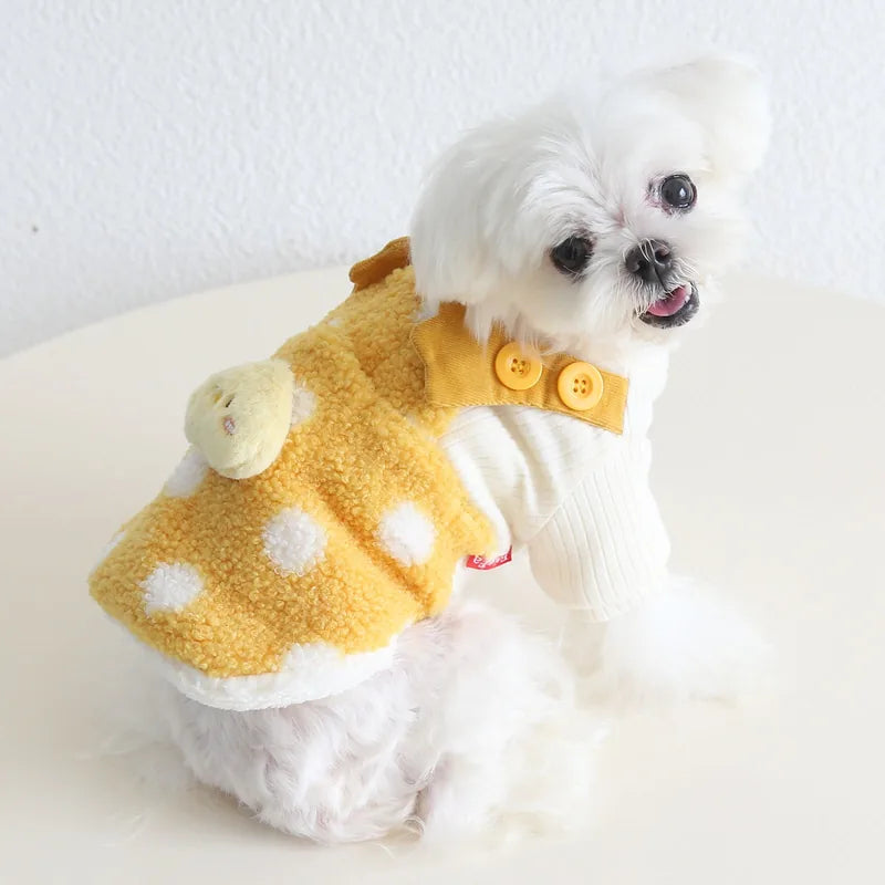 Yellow Polka Dot Fleece Pet Vest — product view 1