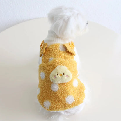 Yellow Polka Dot Fleece Pet Vest — product view 2