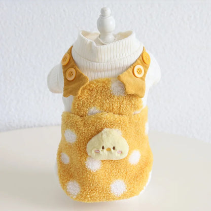 Yellow Polka Dot Fleece Pet Vest — product view 3