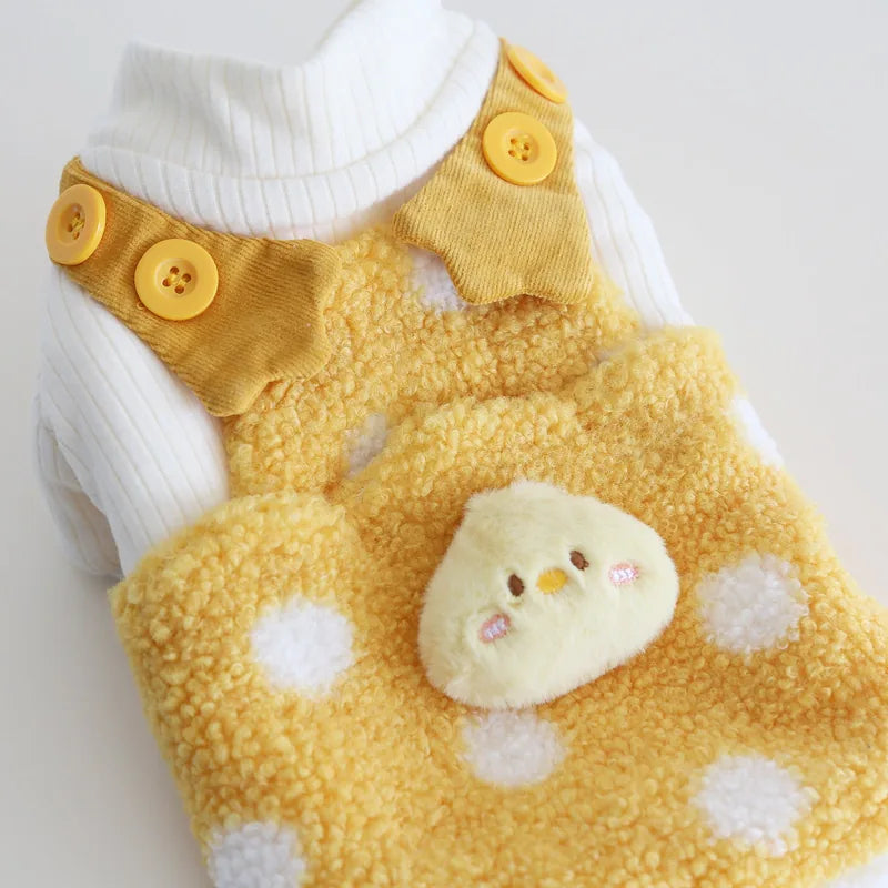 Yellow Polka Dot Fleece Pet Vest — product view 4