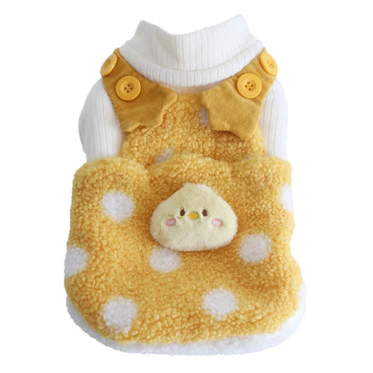 Yellow Polka Dot Fleece Pet Vest — product view 5