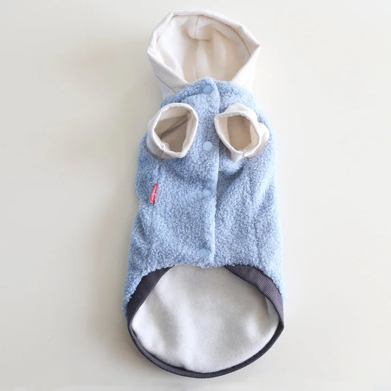 Blue & Gray Hooded Fleece Pet Coat — product view 5