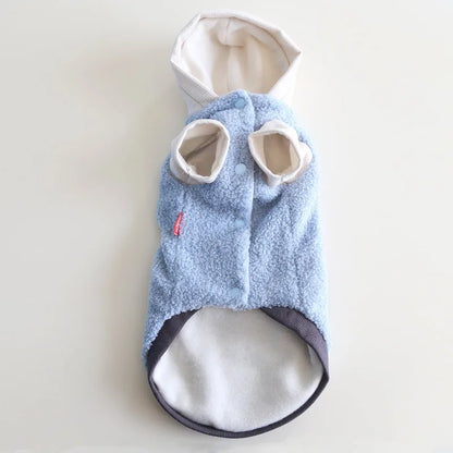 Blue & Gray Hooded Fleece Pet Coat — product view 5
