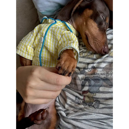 Yellow Plaid Dog Pajama Shirt — product view 4