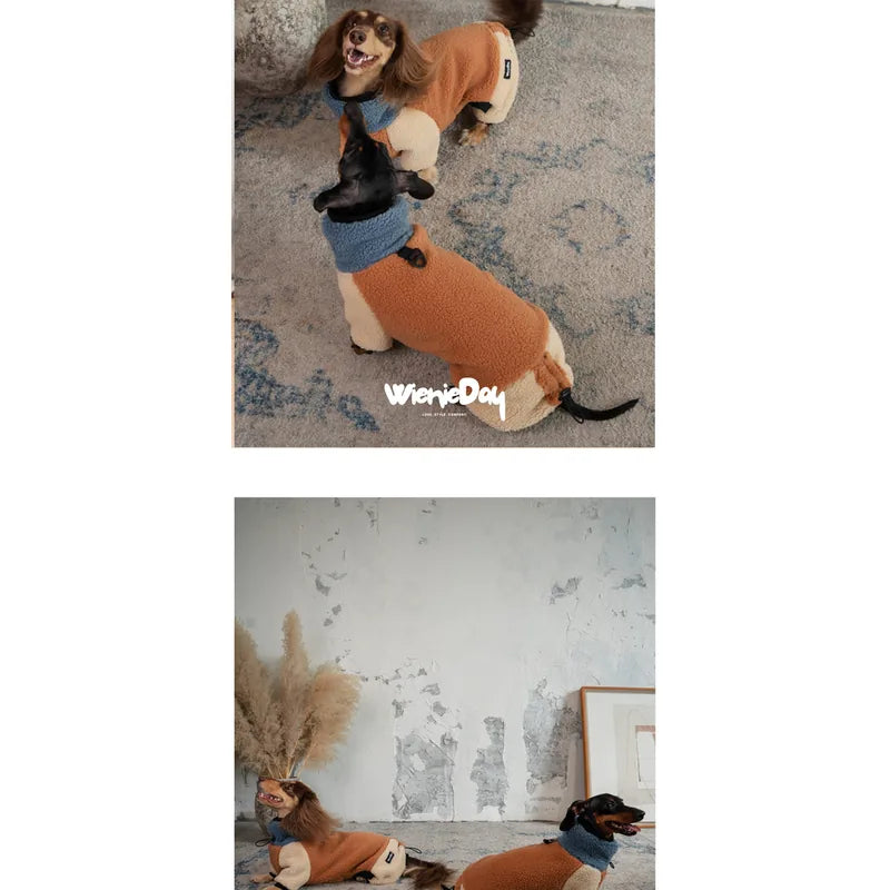 Colorblock Fleece Dachshund Onesie — product view 7