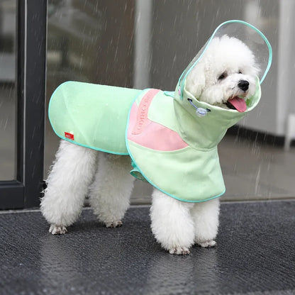 Pastel green dog rain cape